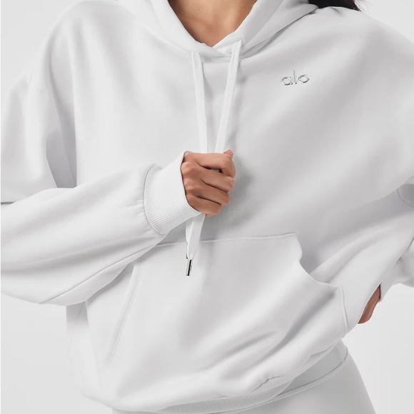 ALO Yoga Accolade White Sweatshirt Hoodie XS - Picture 1 of 5